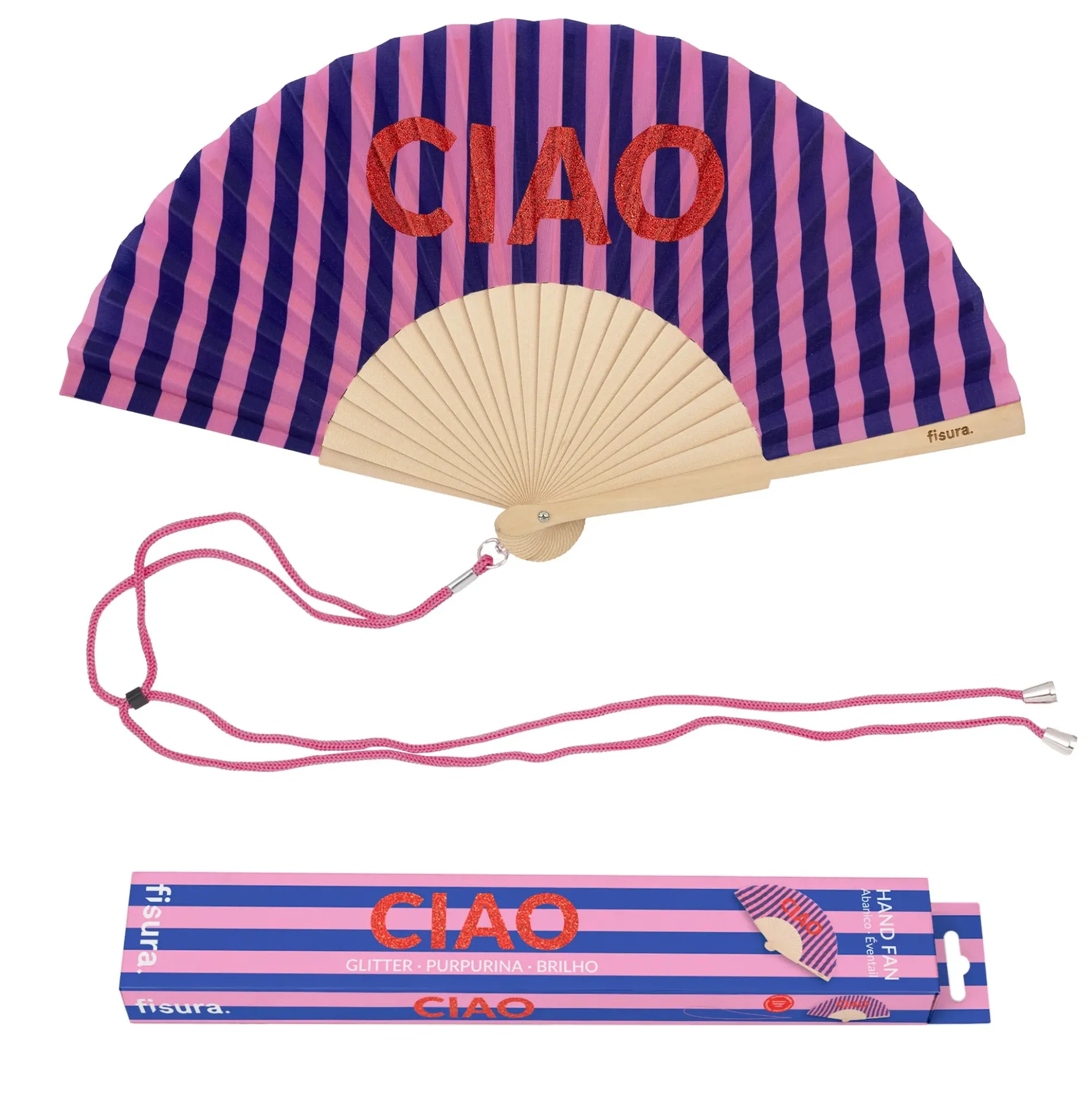 Abanico "Ciao" purpurina