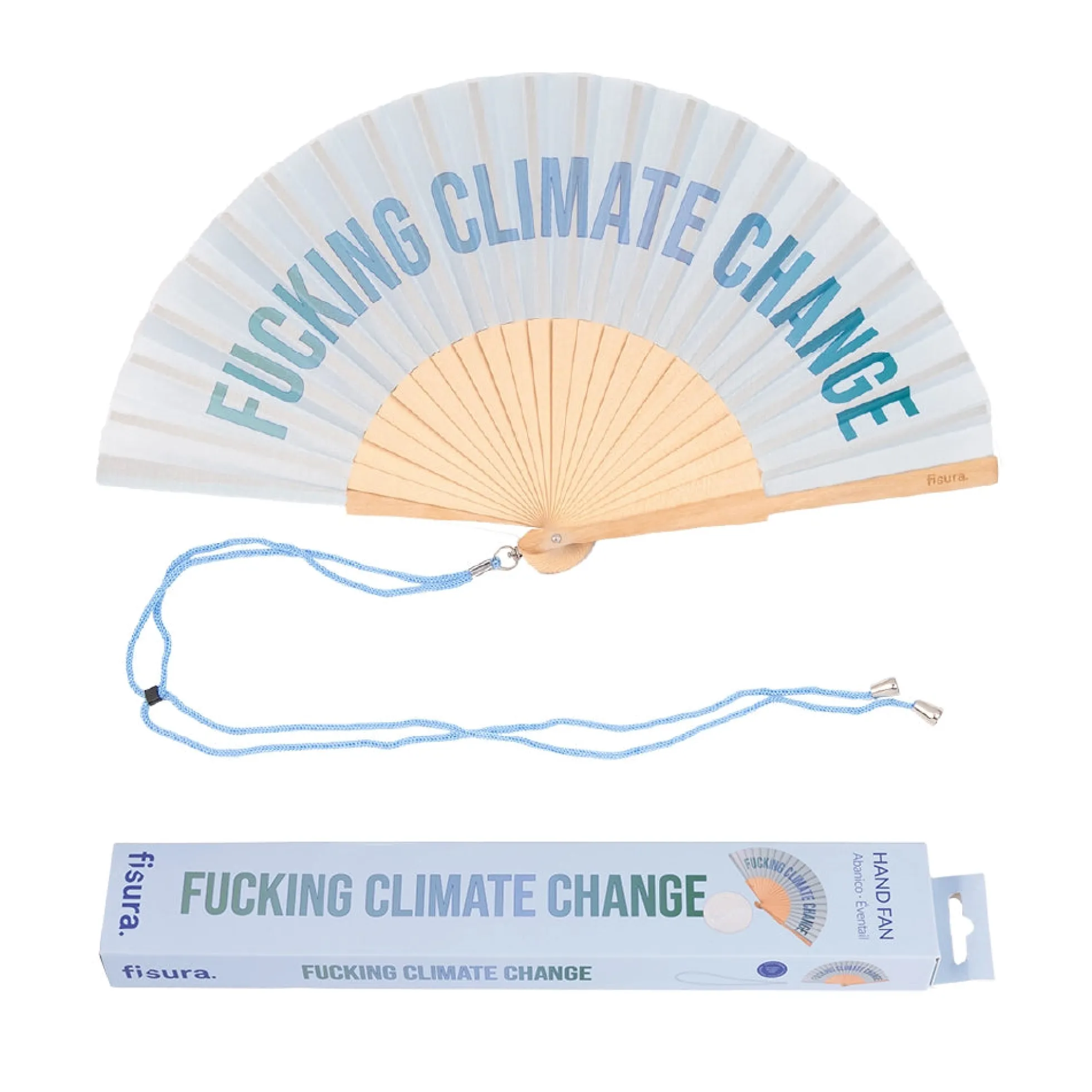 Abanico “Fucking climate change” azul