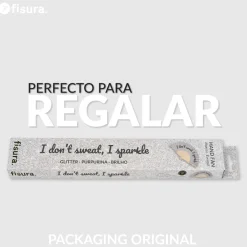 Abanico “I don’t sweat, I sparkle” purpurina