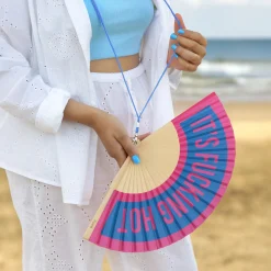 Abanico “It’s fucking hot” azul y rosa
