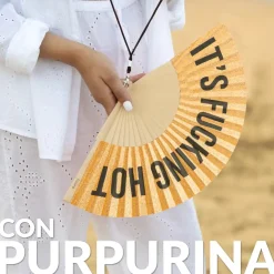 Abanico “It’s fucking hot” purpurina