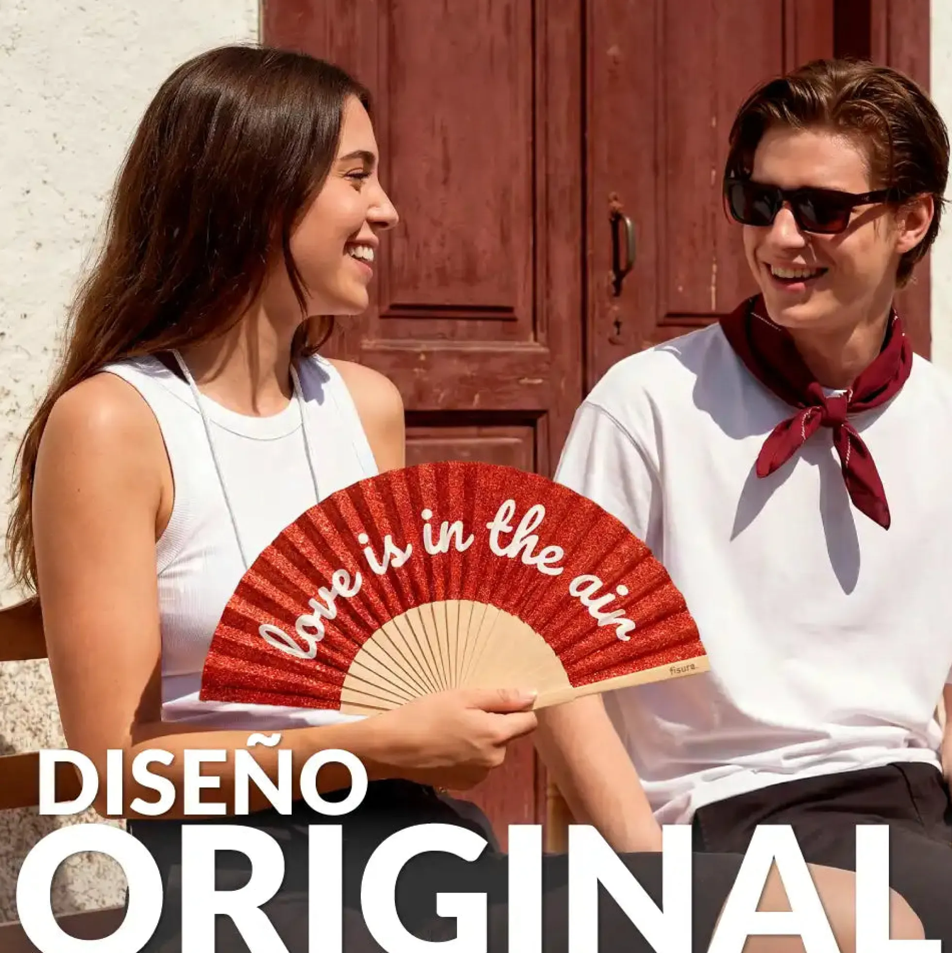Abanico “Love is in the air” purpurina