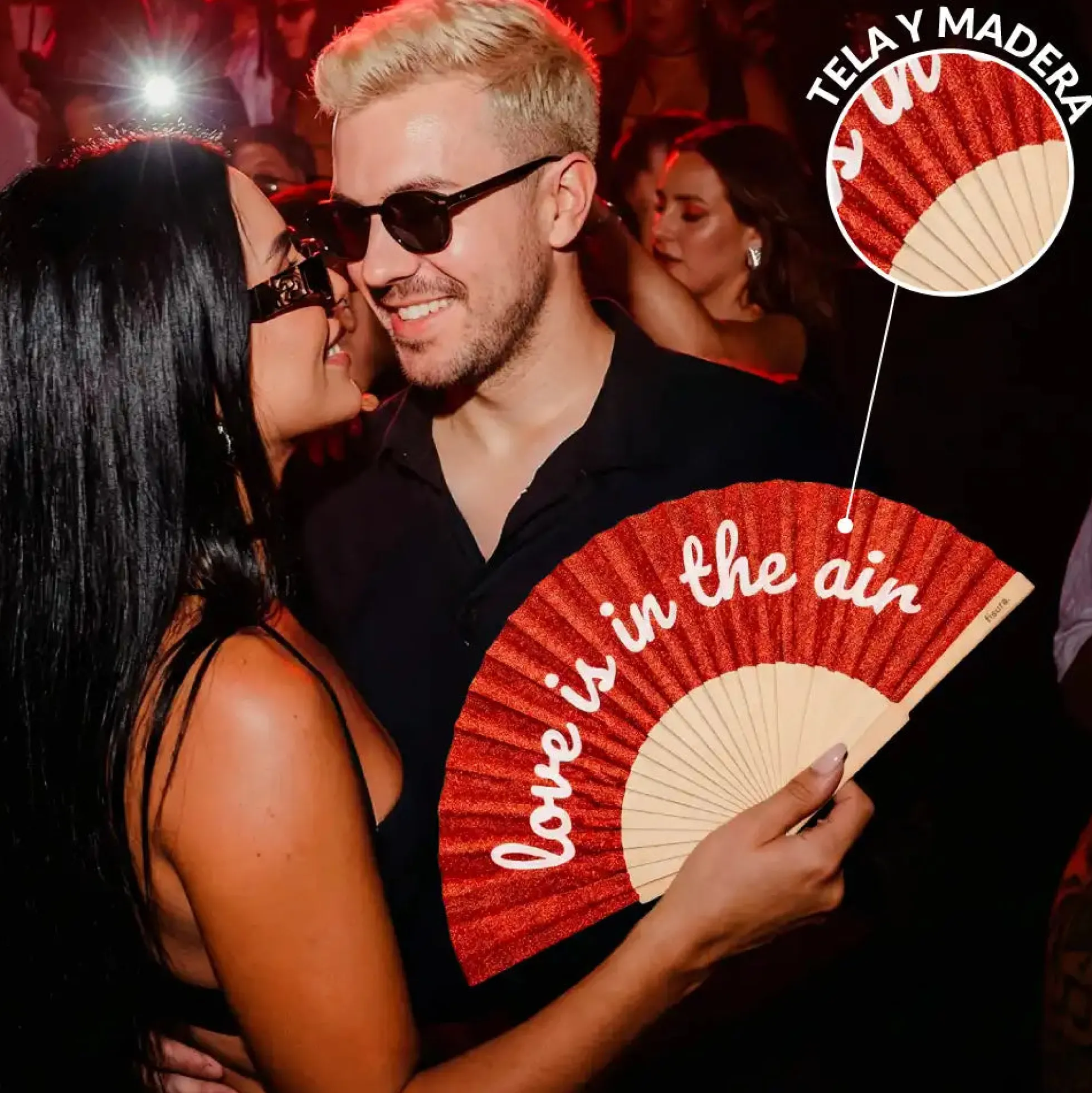 Abanico “Love is in the air” purpurina