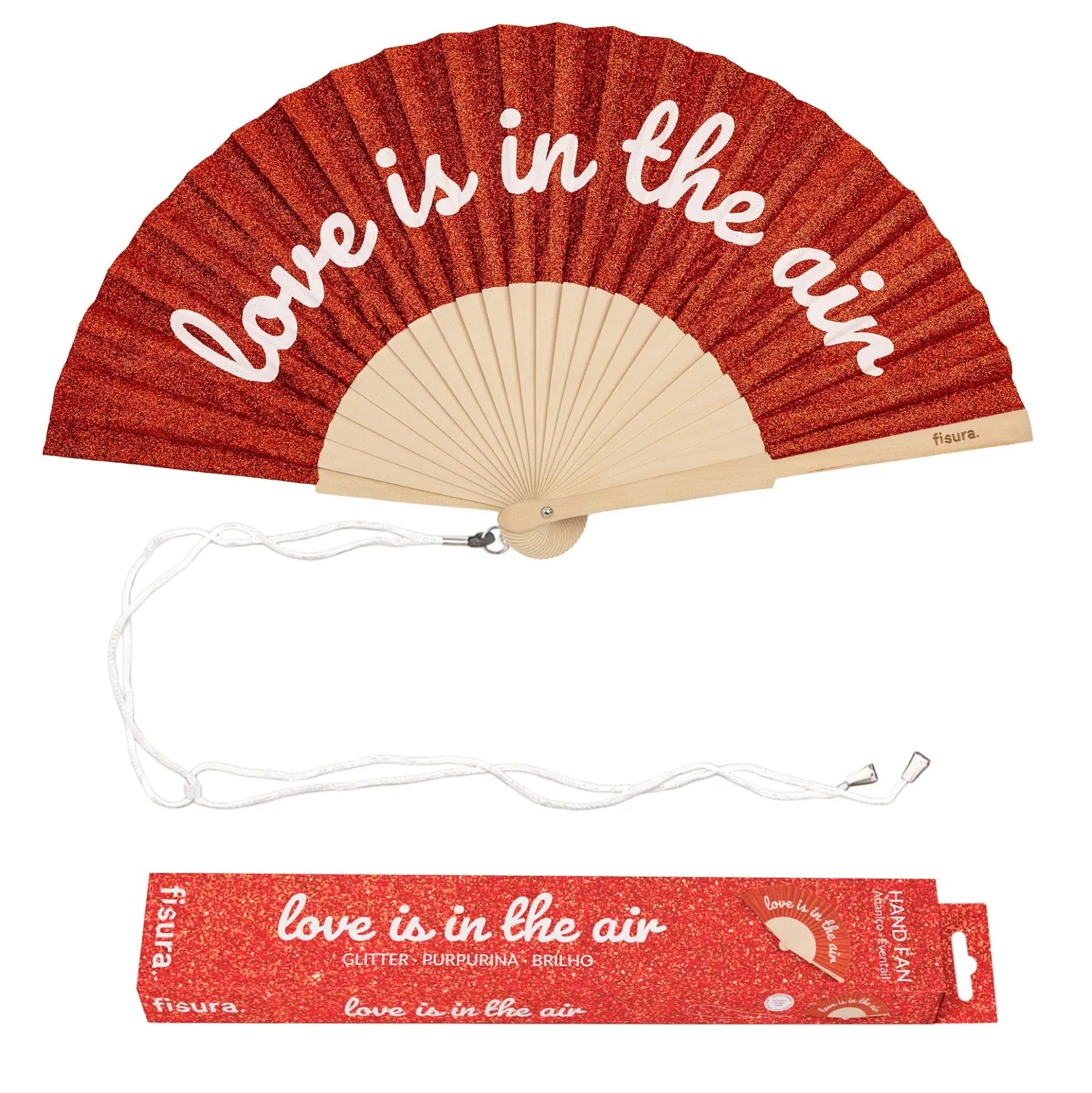 Abanico “Love is in the air” purpurina