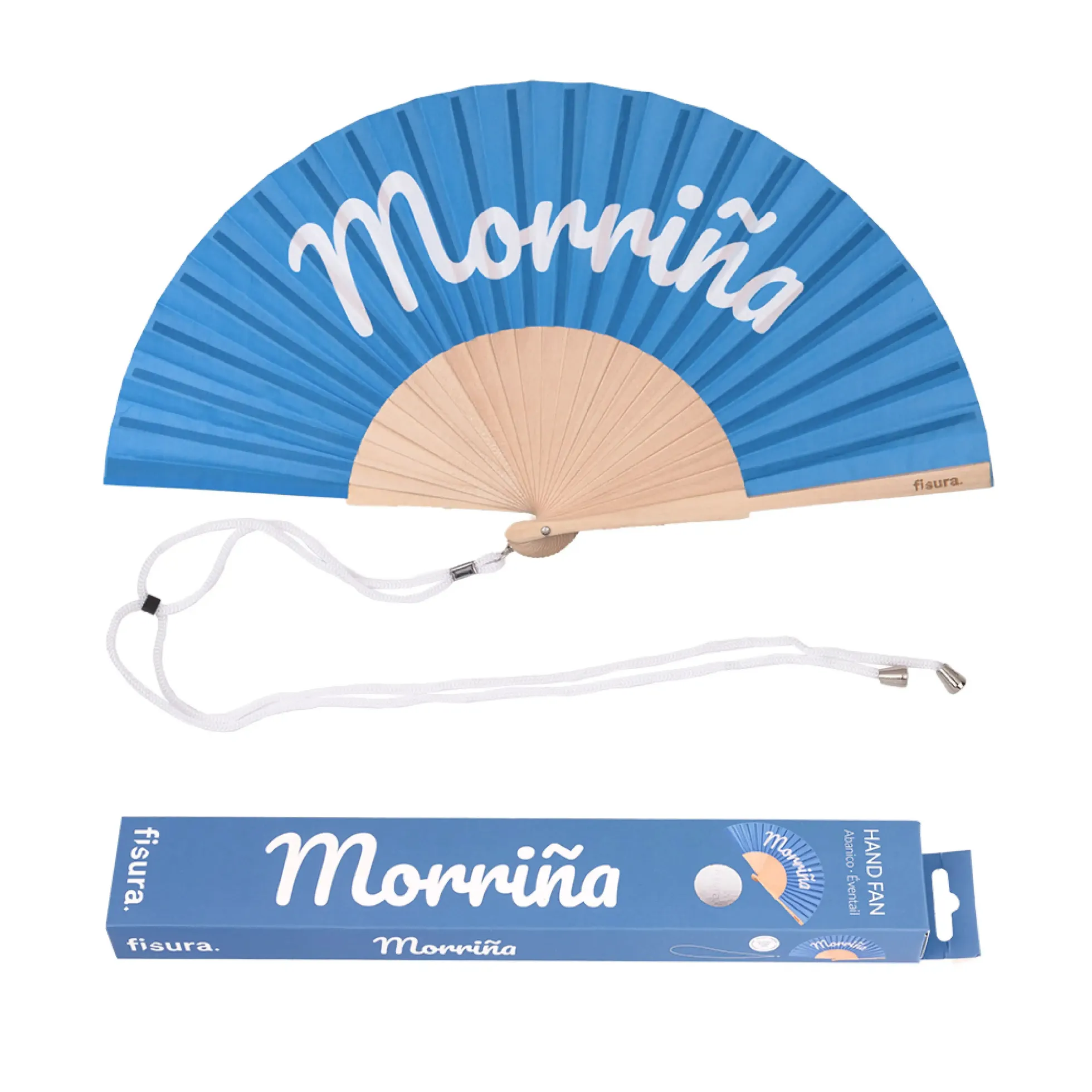 Abanico “Morriña” azul