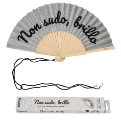 Abanico “Non sudo, brillo” purpurina