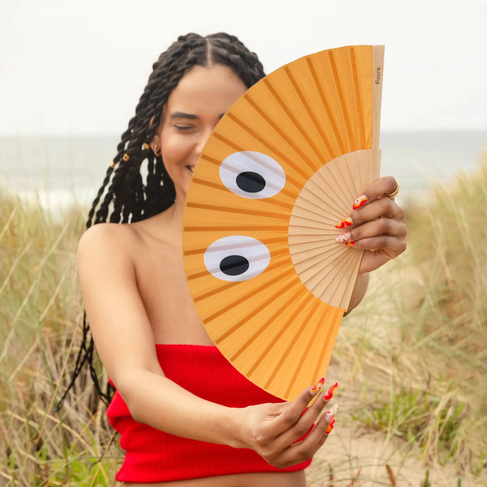 Abanico “Ojos” naranja