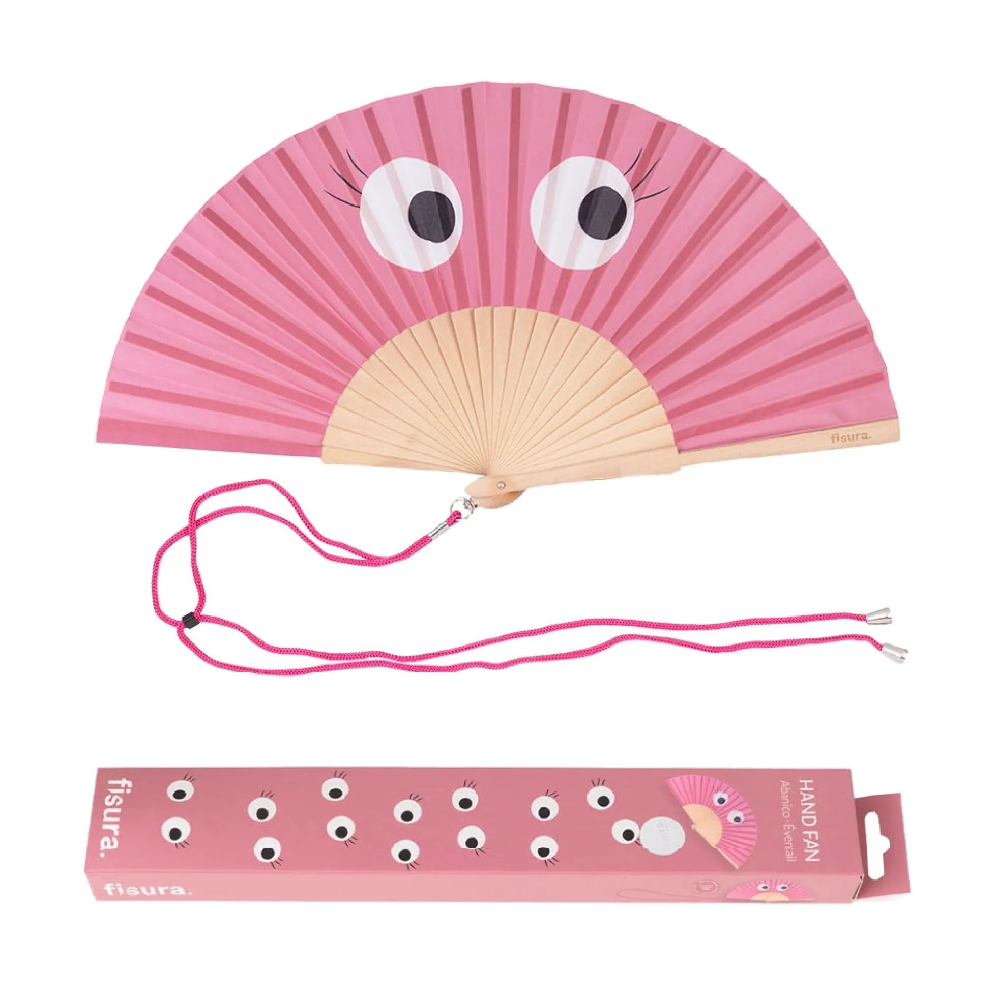 Abanico “Ojos” rosa