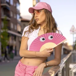 Abanico “Ojos” rosa