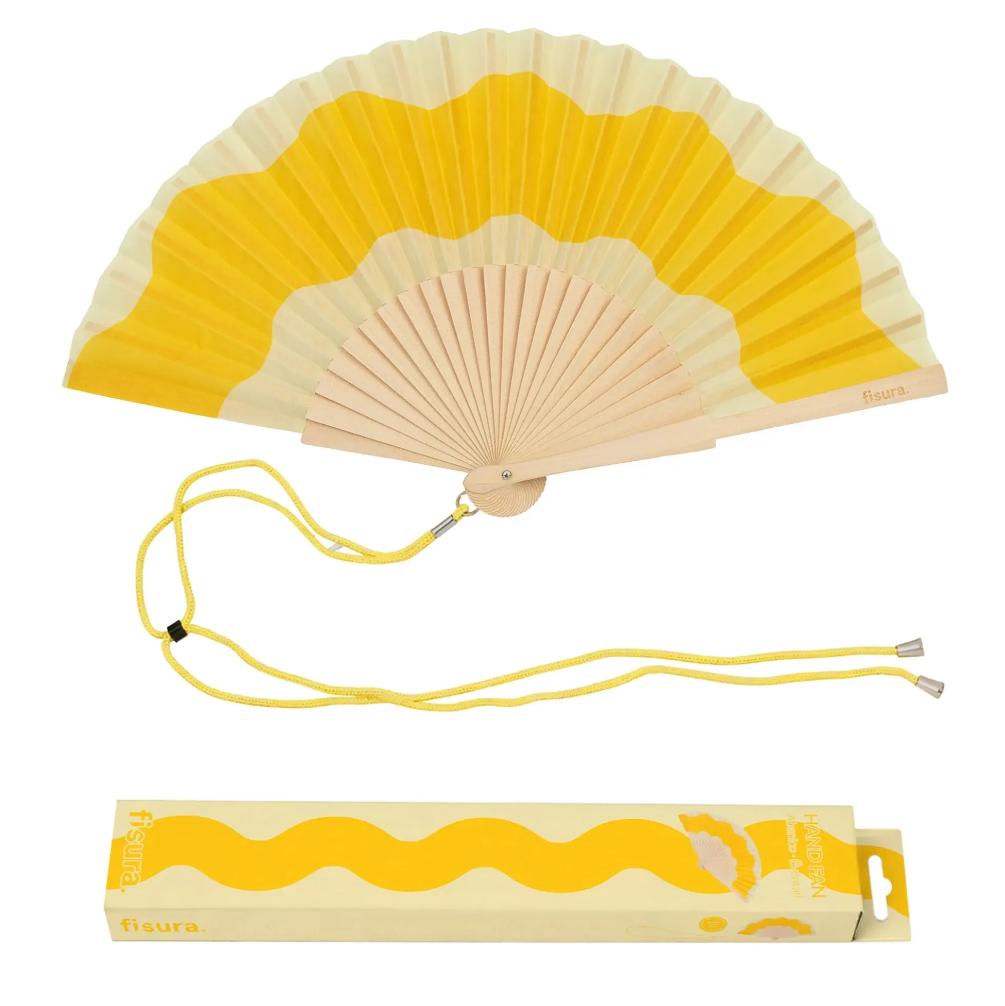 Abanico “Ondas” amarillo
