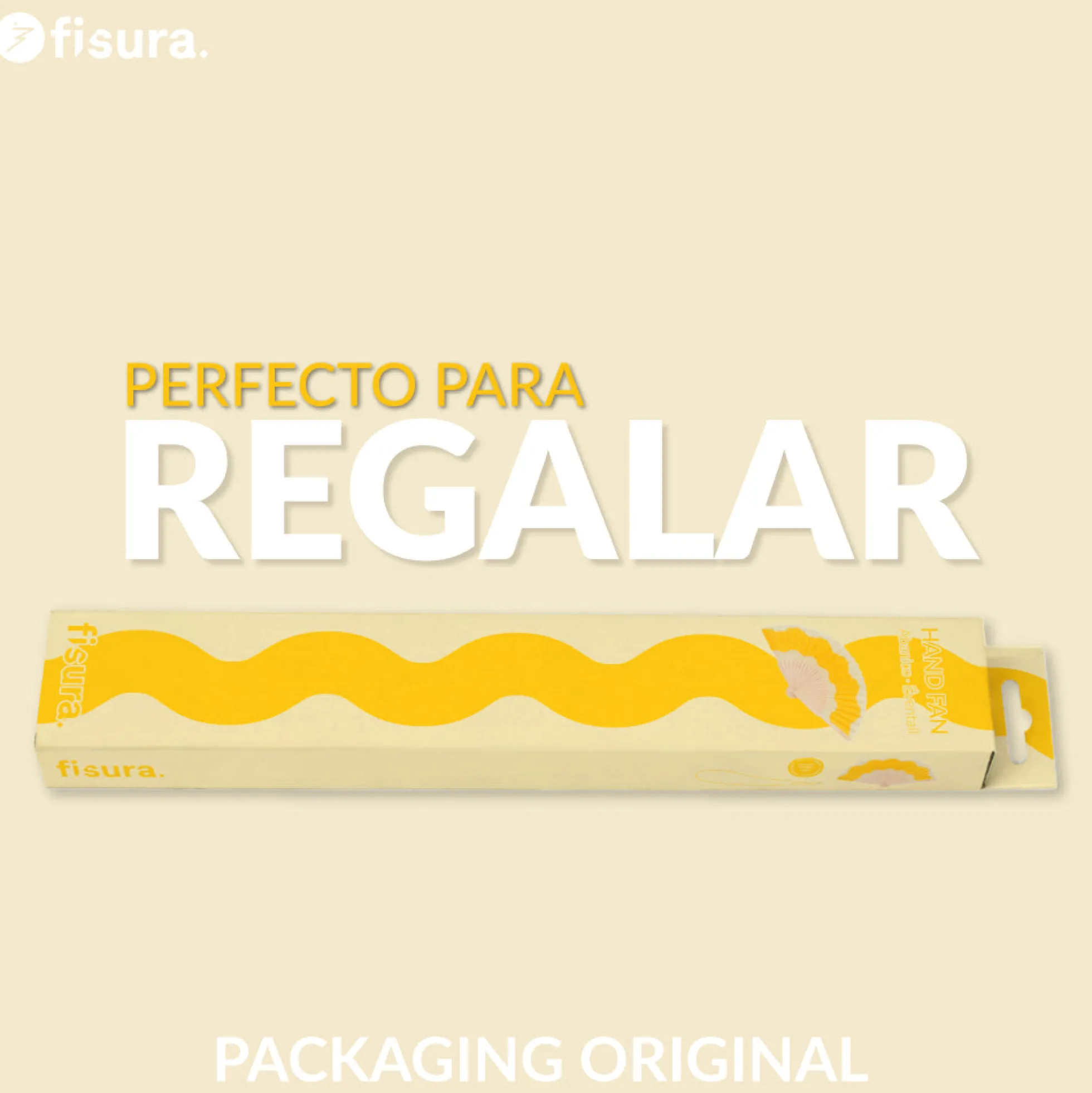 Abanico “Ondas” amarillo