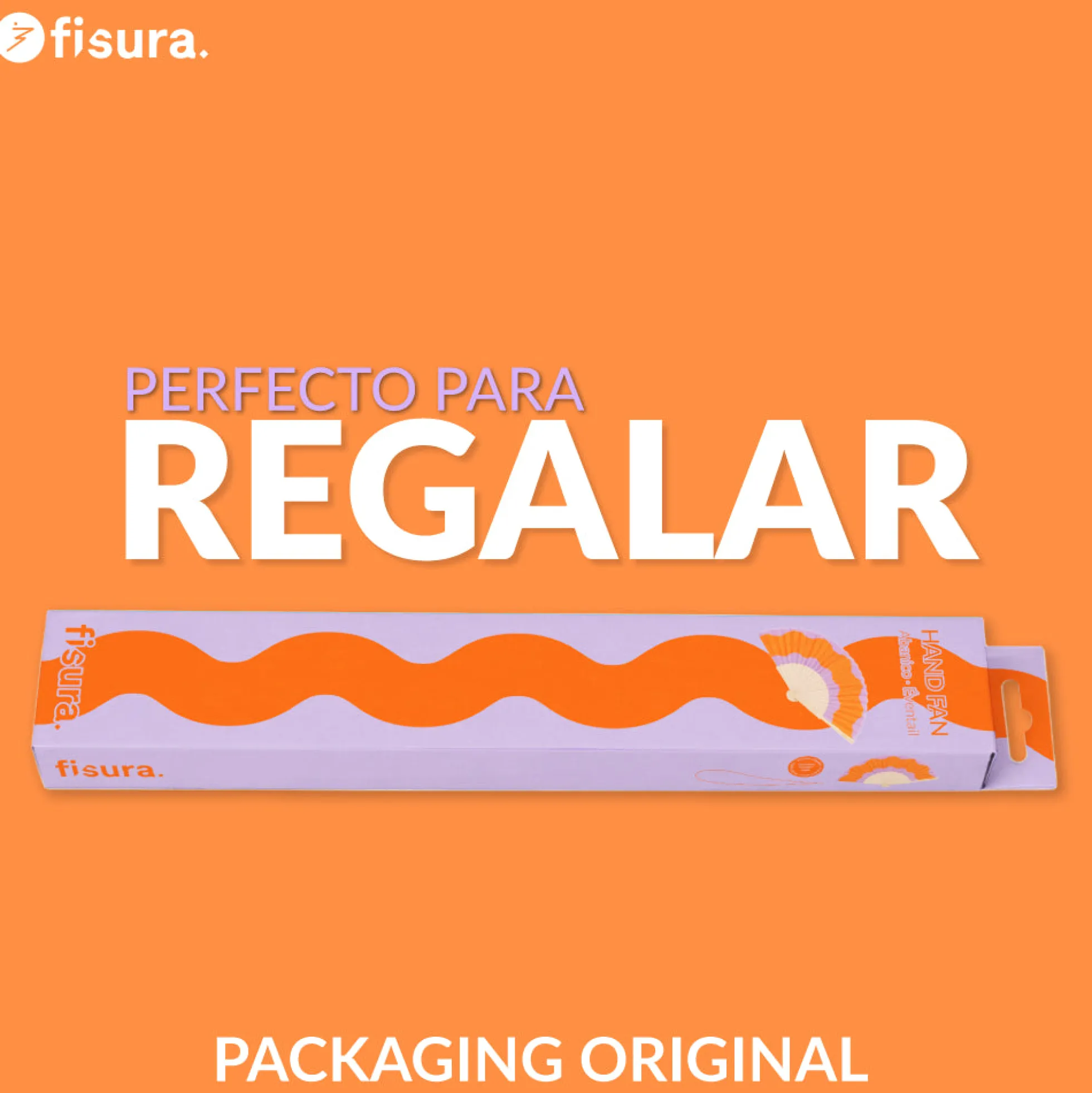 Abanico “Ondas” naranja y morado