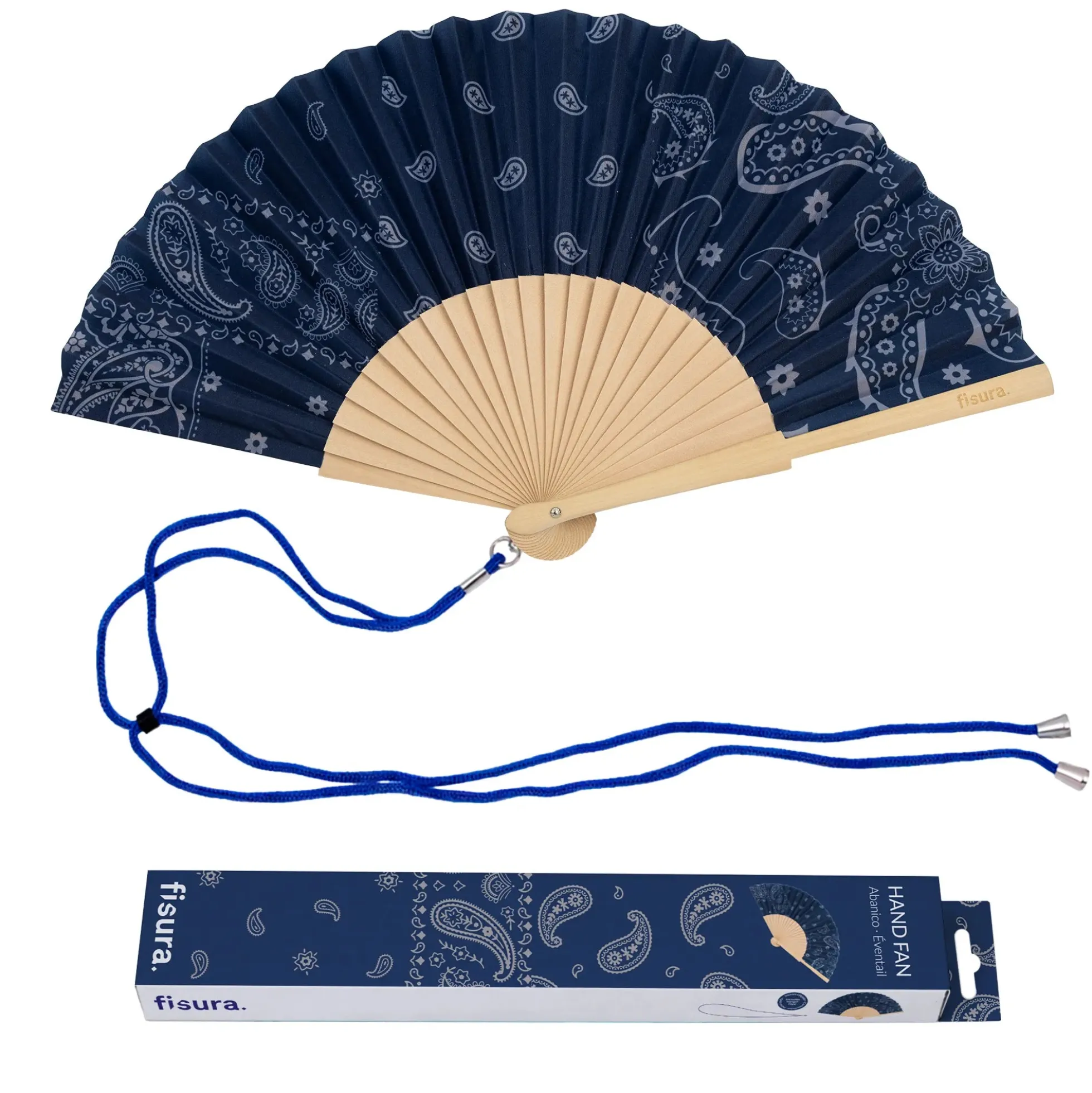 Abanico “Paisley” azul