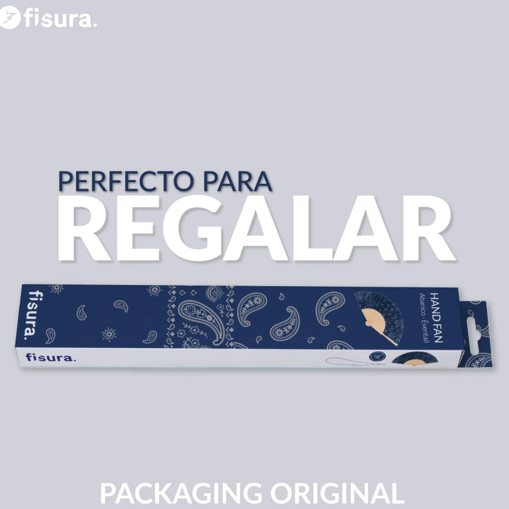 Abanico “Paisley” azul