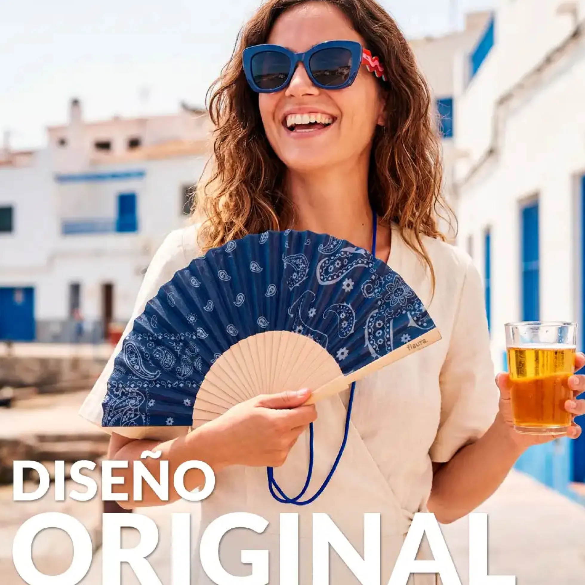 Abanico “Paisley” azul