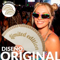 Abanico pintado “Limited edition” purpurina dorada
