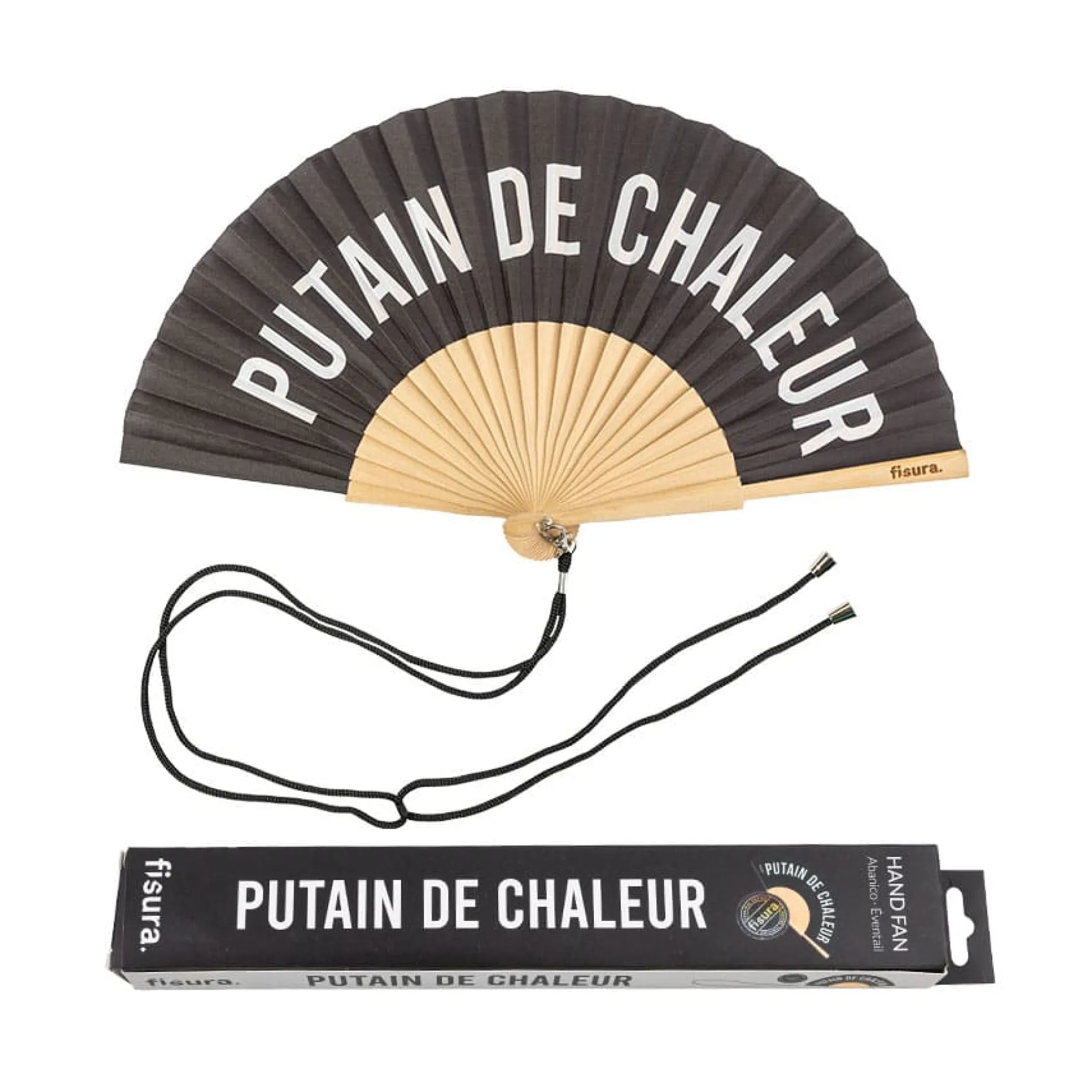 Abanico "Putain de chaleur" negro