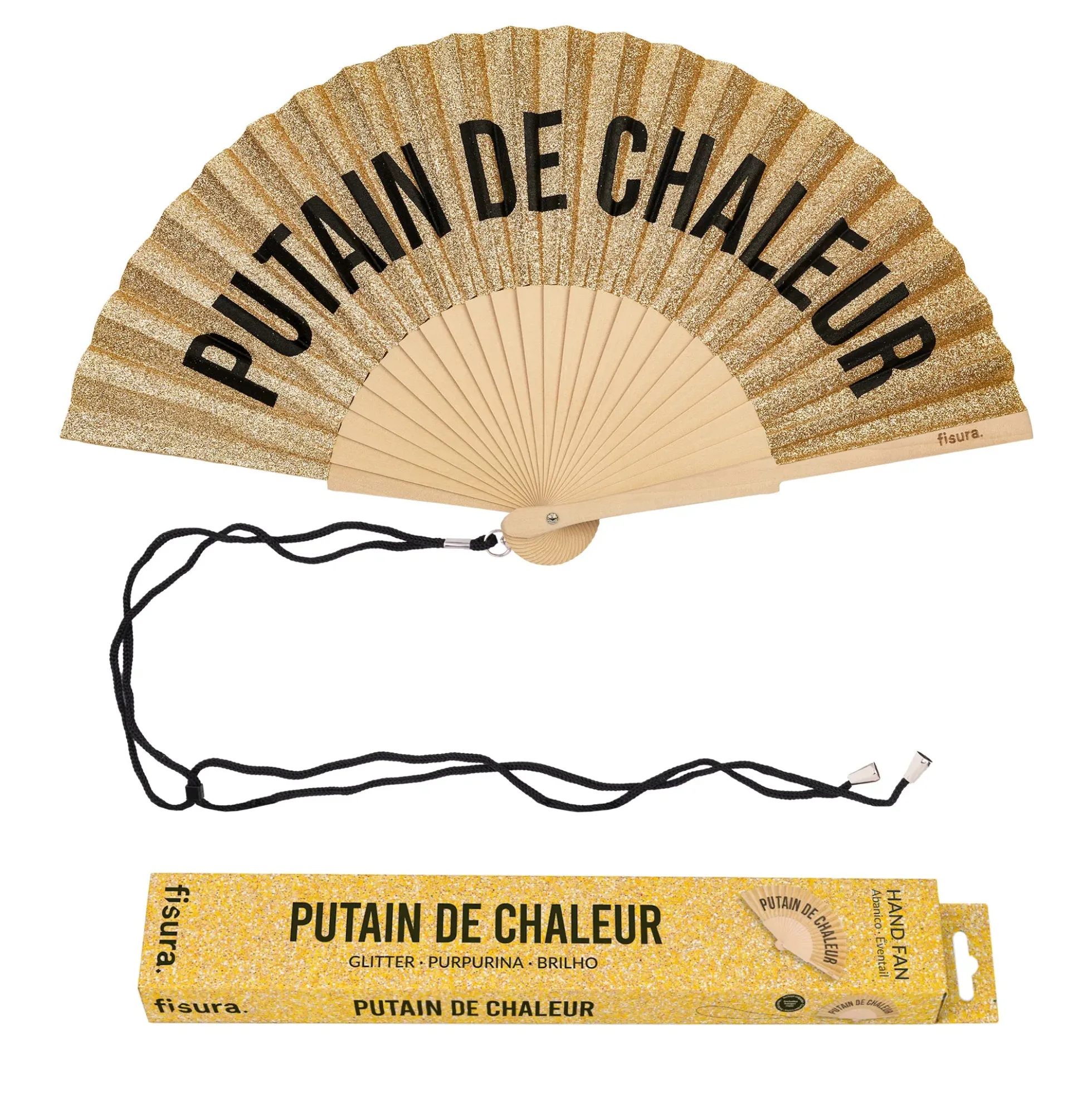 Abanico “Putain de chaleur” purpurina