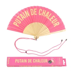 Abanico "Putain de chaleur" rosa