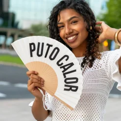 Abanico “Puto calor” blanco