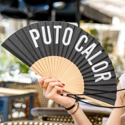 Abanico "Puto calor" negro