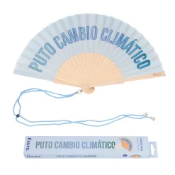 Abanico “Puto cambio climático” azul