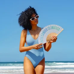 Abanico “Puto cambio climático” azul