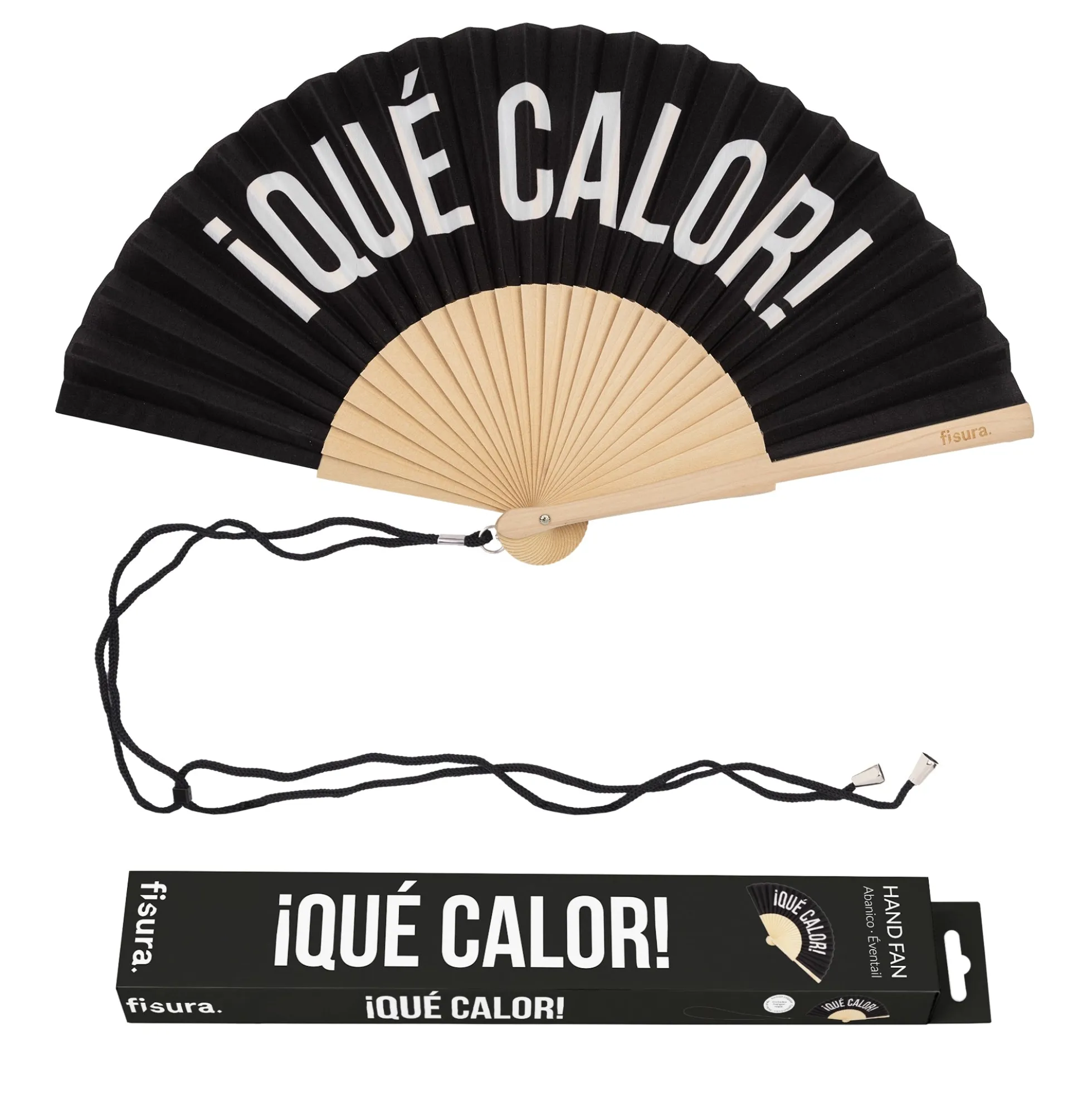 Abanico “Qué calor” negro