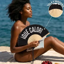Abanico “Qué calor” negro