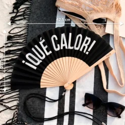 Abanico “Qué calor” negro