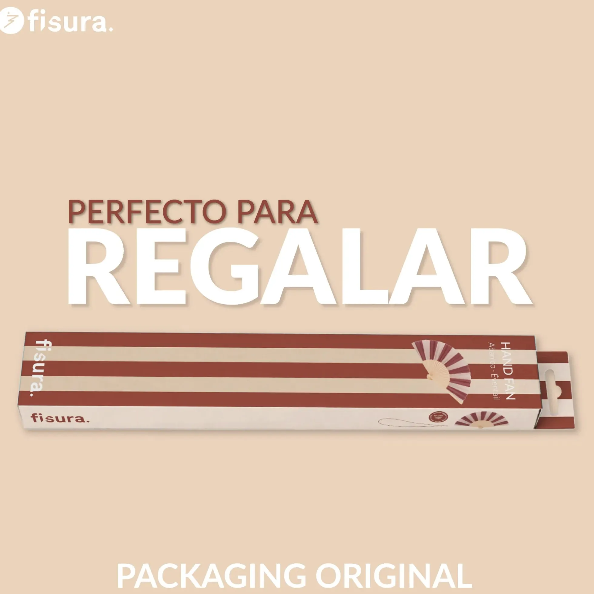 Abanico “Rayas” marrón y beige