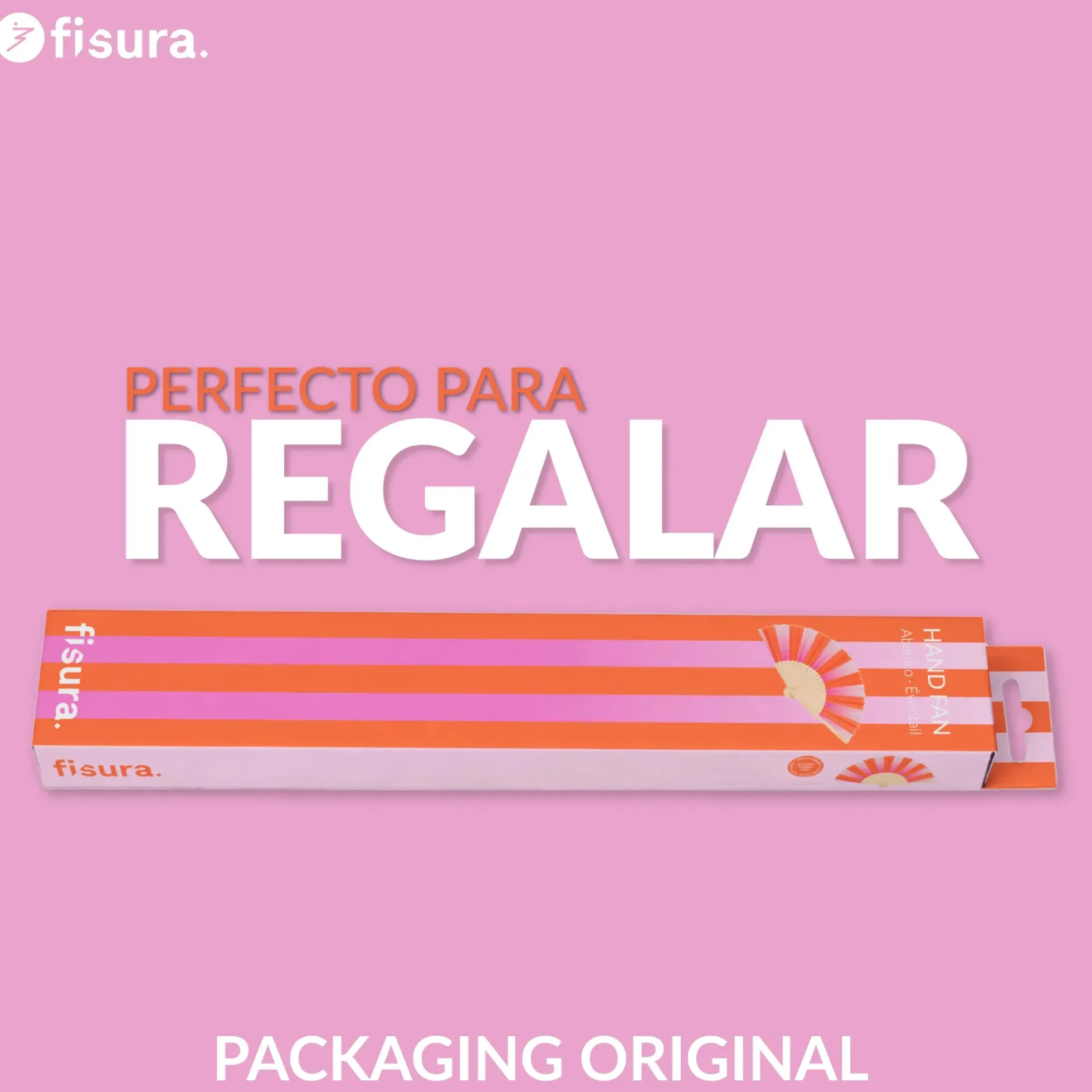 Abanico “Rayas” rosa y naranja