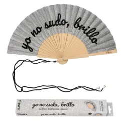 Abanico “Yo no sudo, brillo” purpurina