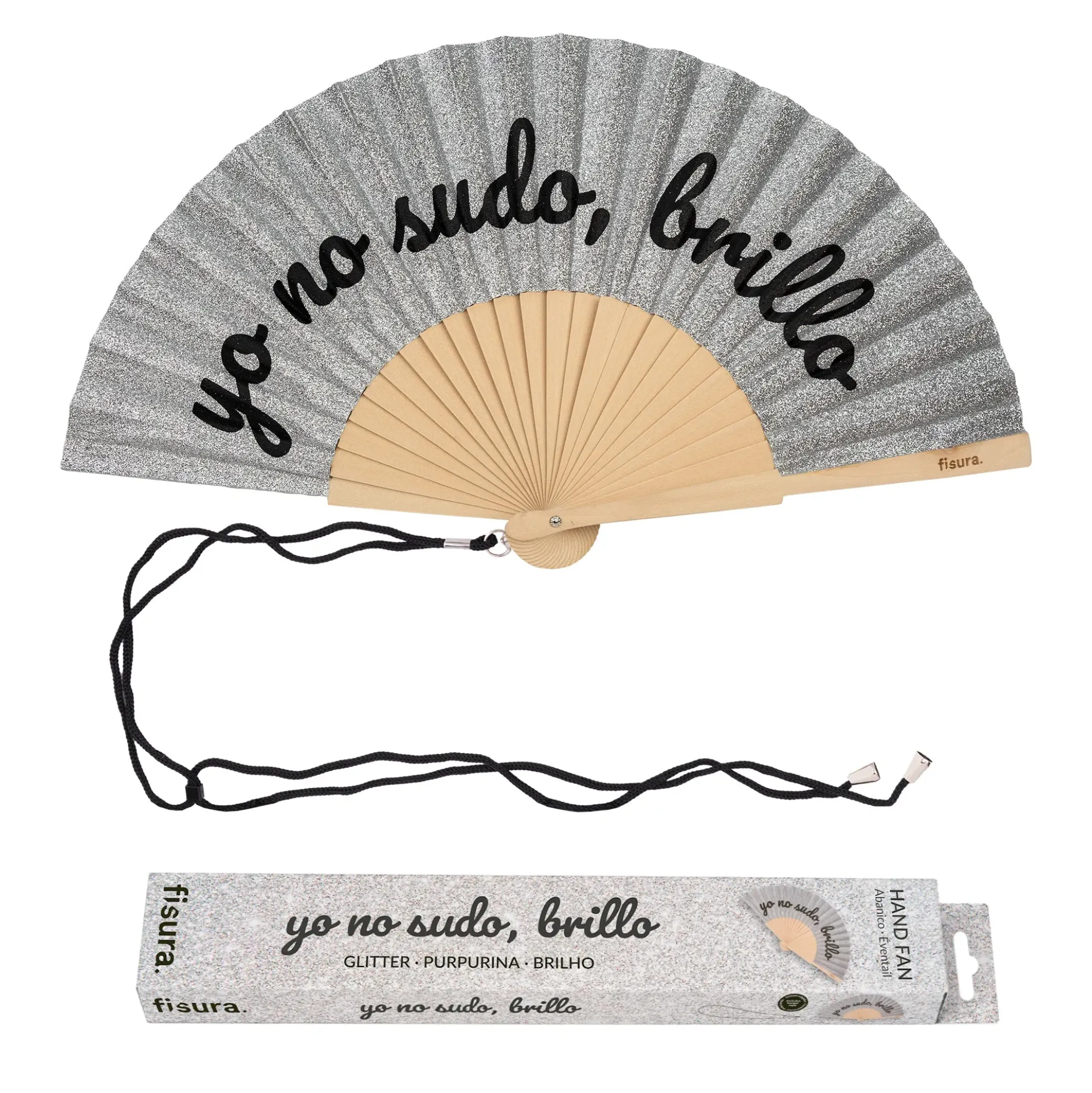 Abanico “Yo no sudo, brillo” purpurina