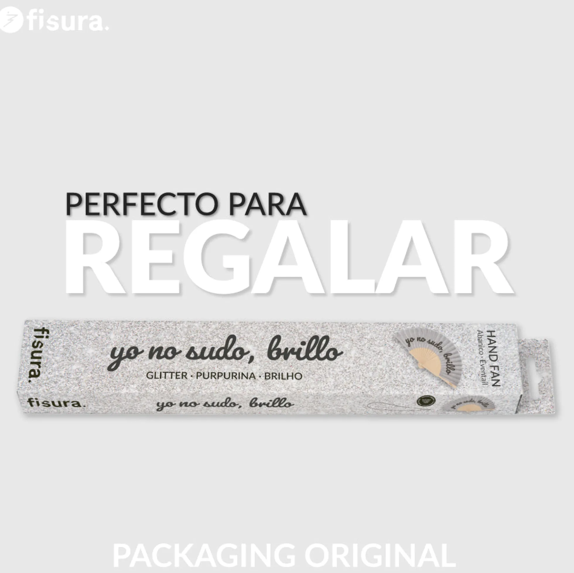 Abanico “Yo no sudo, brillo” purpurina