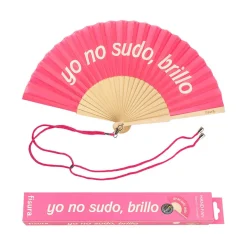 Abanico "Yo no sudo, brillo" rosa
