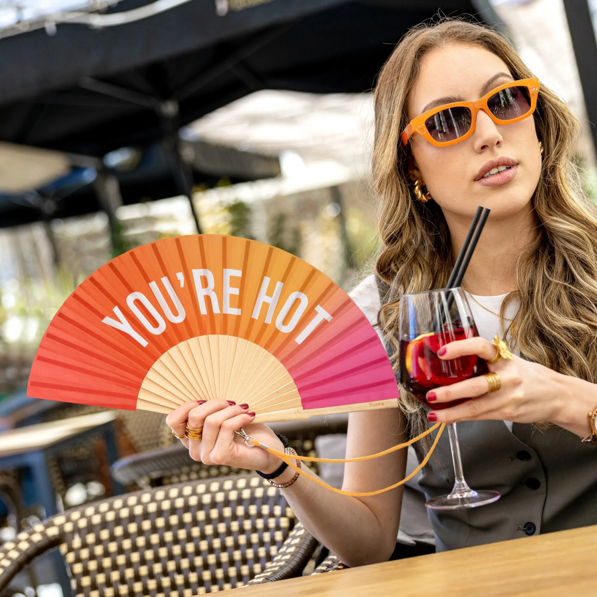 Abanico “You’re hot” degradado rosa