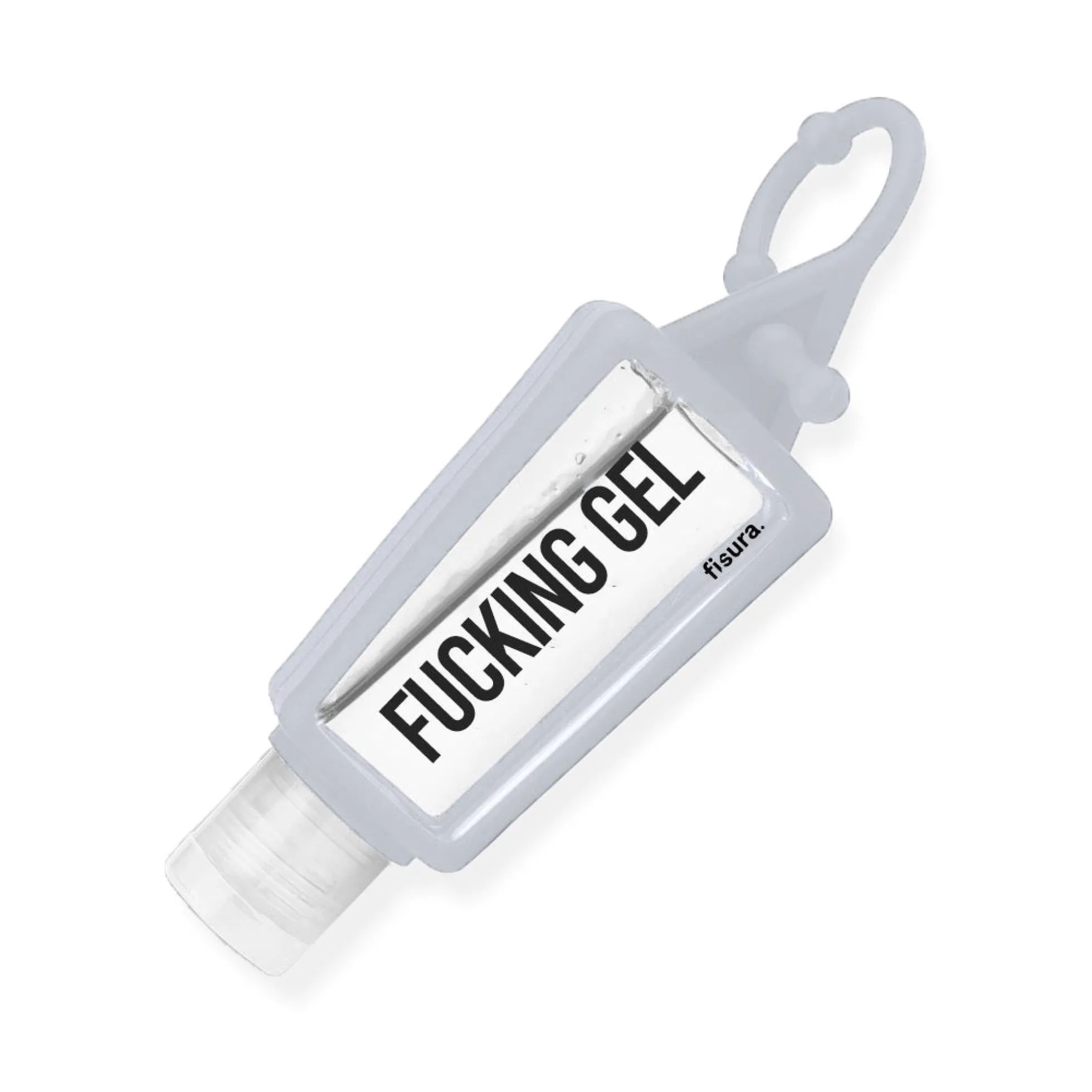 Botella colgador "Fucking gel" Blanco