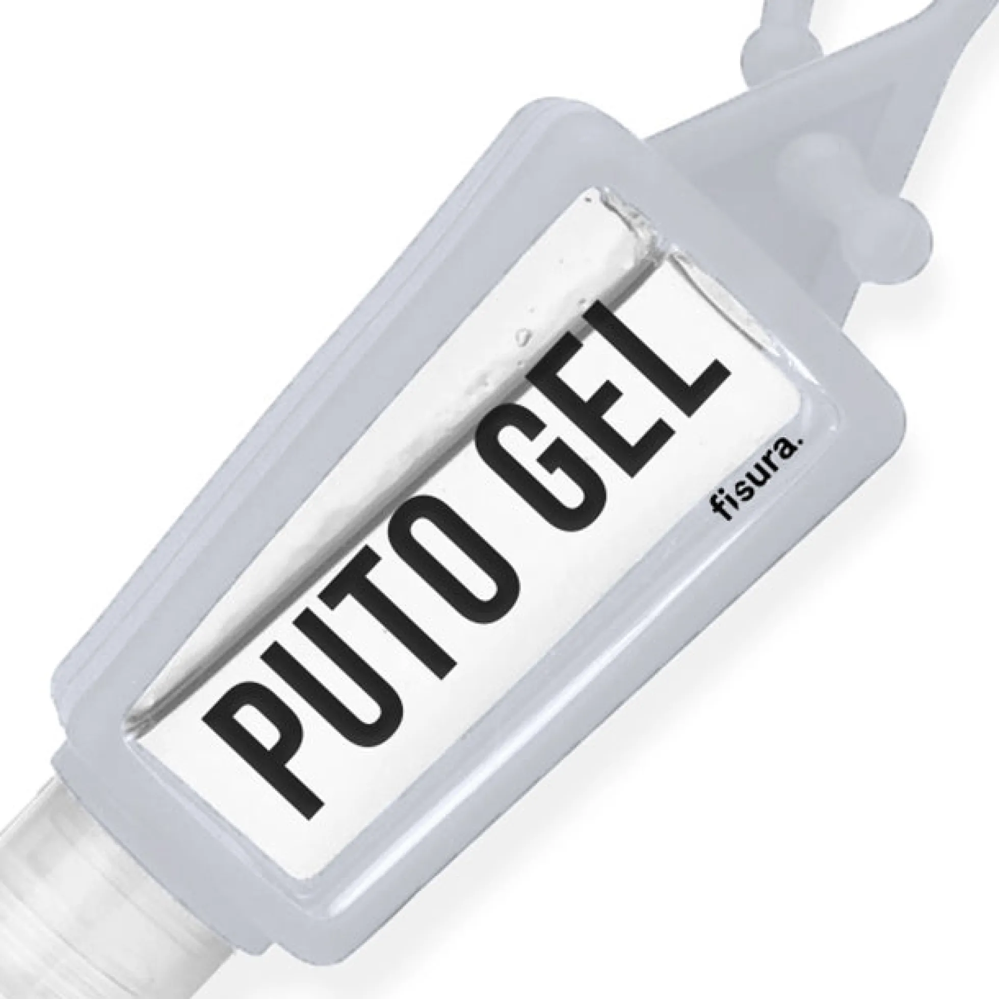 Botella colgador "Puto gel" Blanco