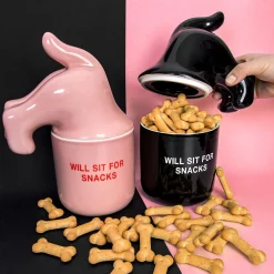 Bote premios “Will sit for snacks” negro