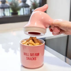 Bote premios “Will sit for snacks” rosa
