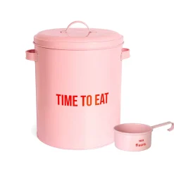 Caja para comida de mascotas “time to eat” rosa