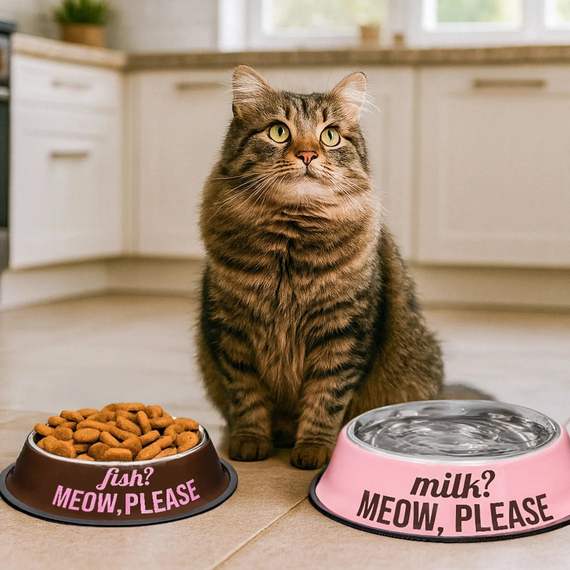 Comedero y bebedero “Meow, please”