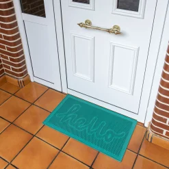 Felpudo de goma “Hello” verde