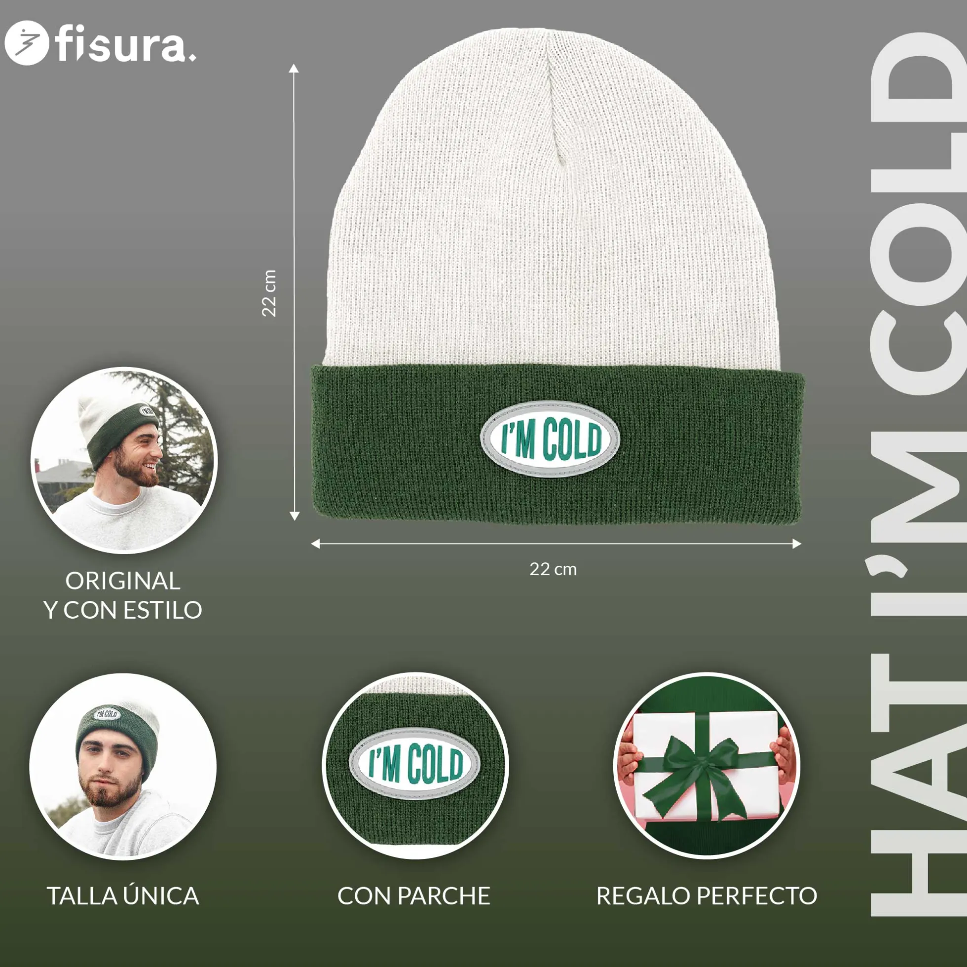 Gorro "I'm cold" gris y verde