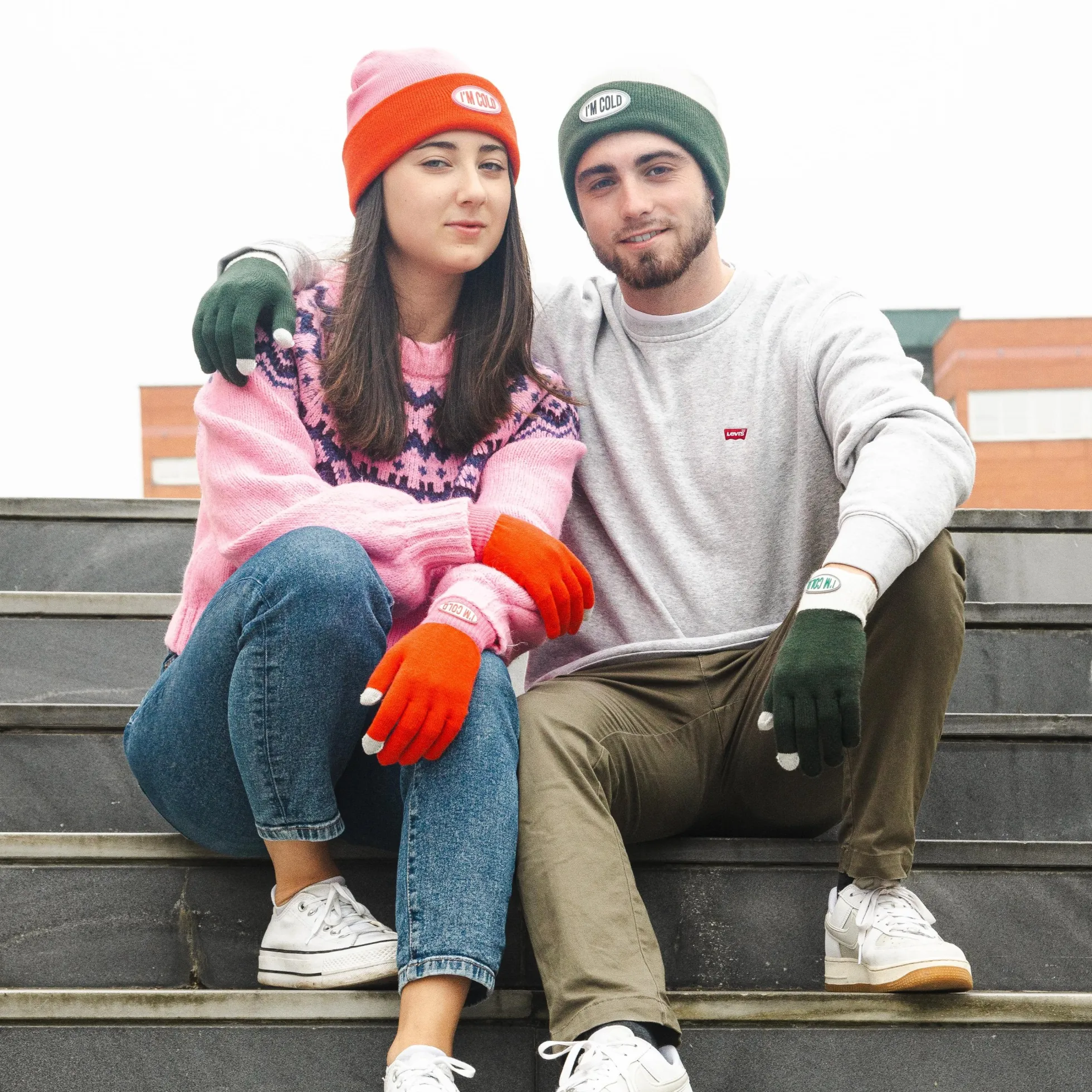 Gorro "I'm cold" gris y verde