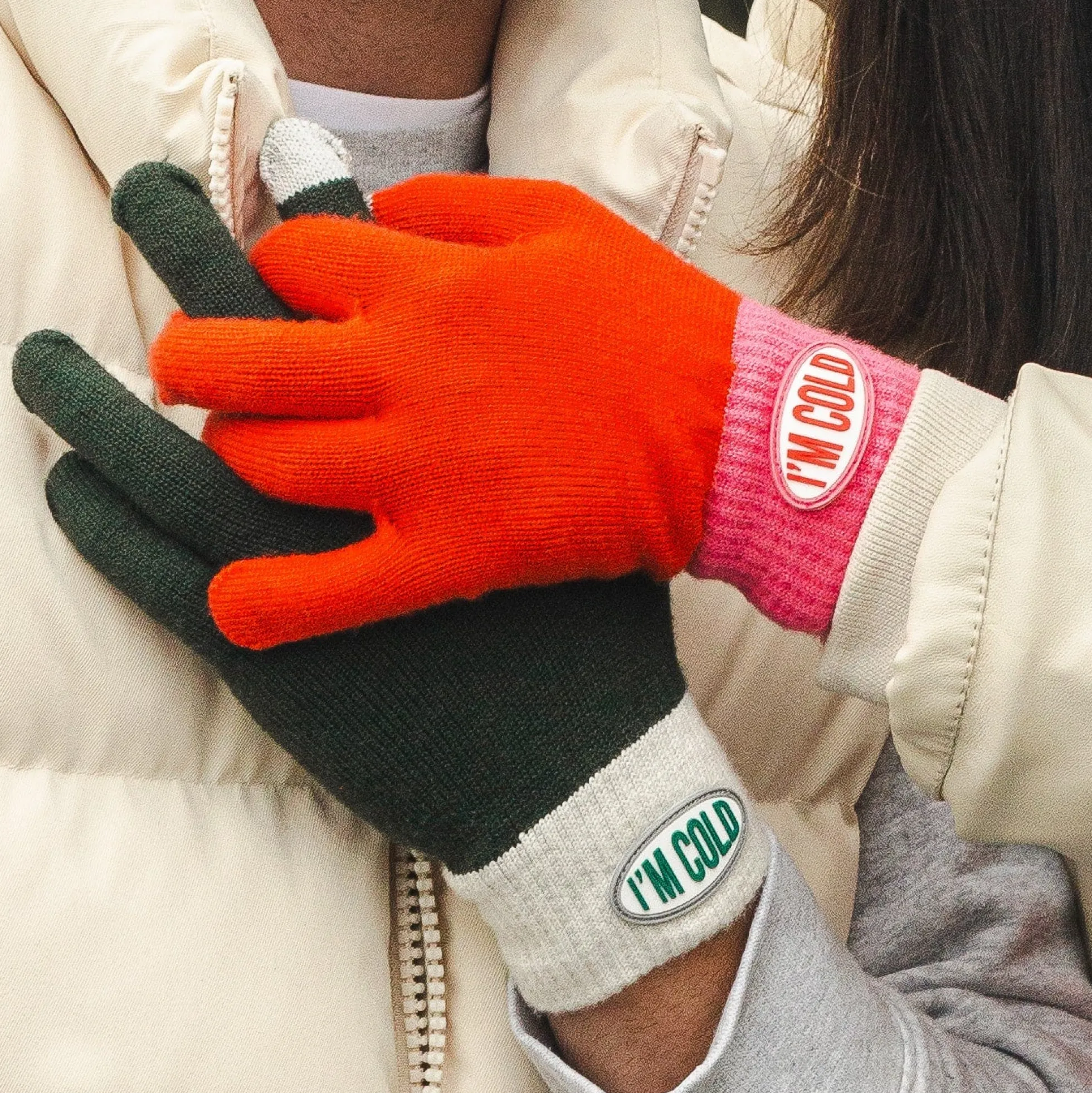 Guantes "I'm cold" verde y gris