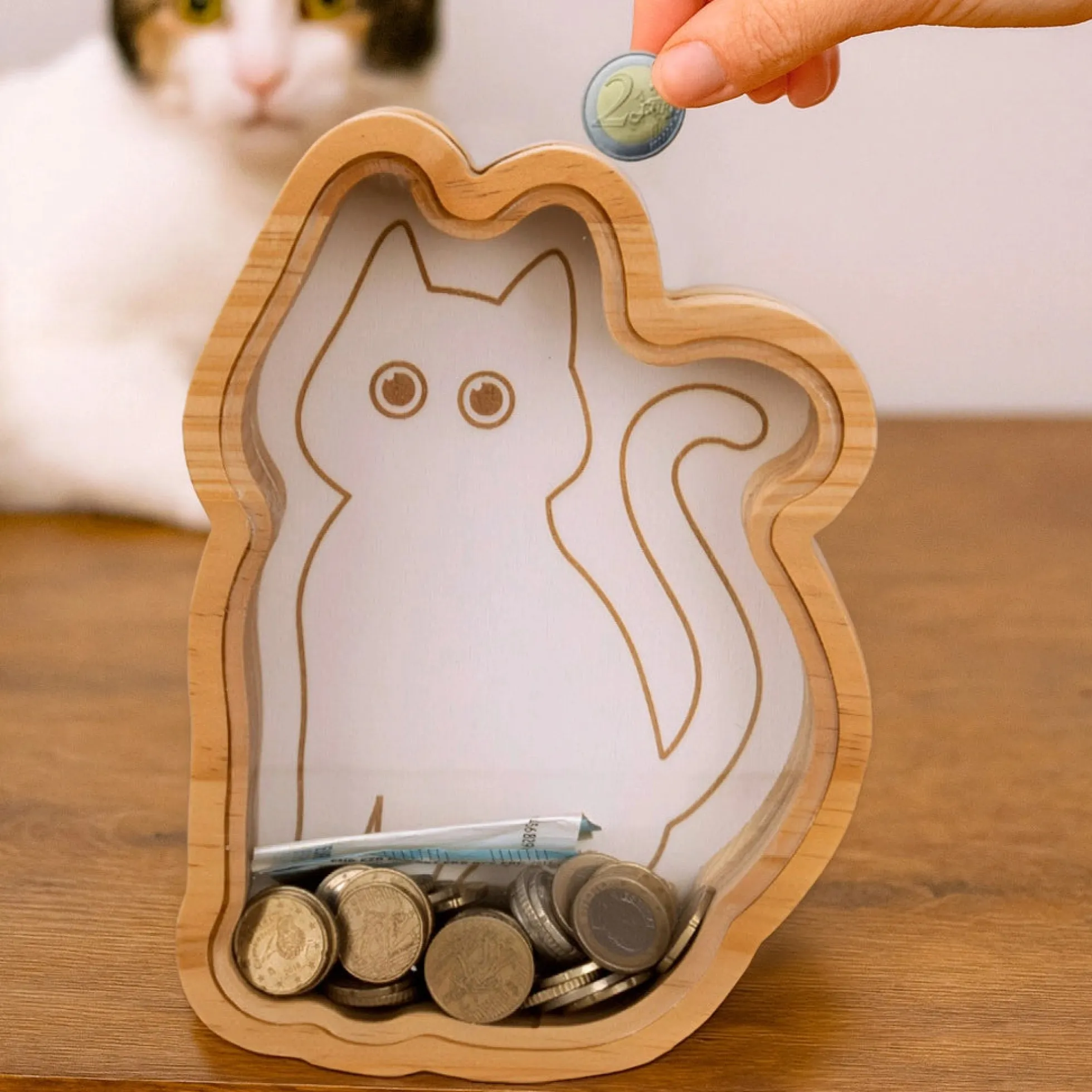 Hucha de madera “Gato”