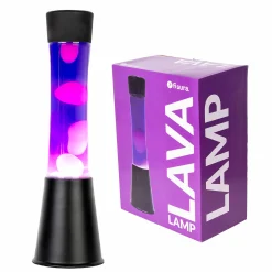 Lámpara de lava blanca de 40 cm con base negra y líquido morado