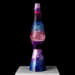 Lámpara de Lava 'Bullet' con base efecto galaxia, líquido morado y purpurina